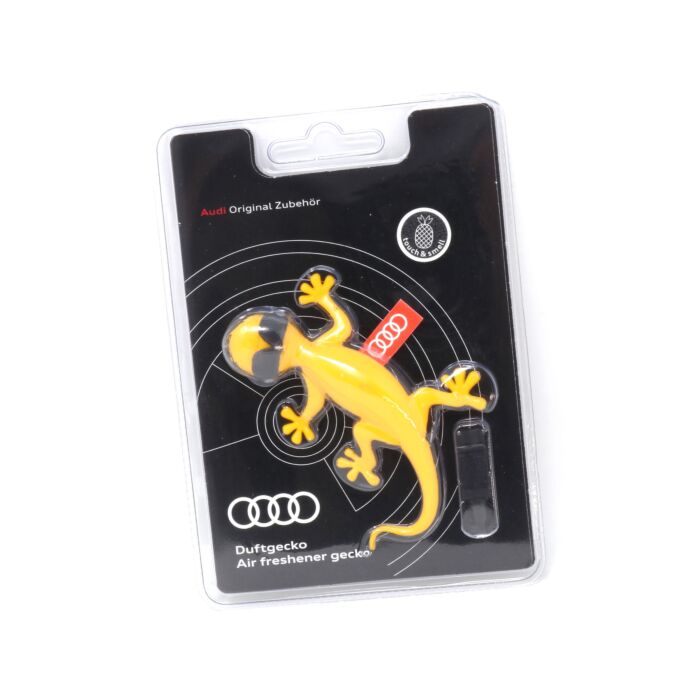 Audi Duftgecko Gelb mit Sonnenbrille Fruchtig Tropisch Lufterfrischer Autoduft Duftbaum Original 000087009AR