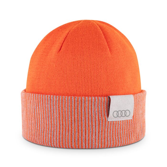 Audi Wende Strickmütze Orange hellbraun Mütze Beanie Wintermütze 3132402110