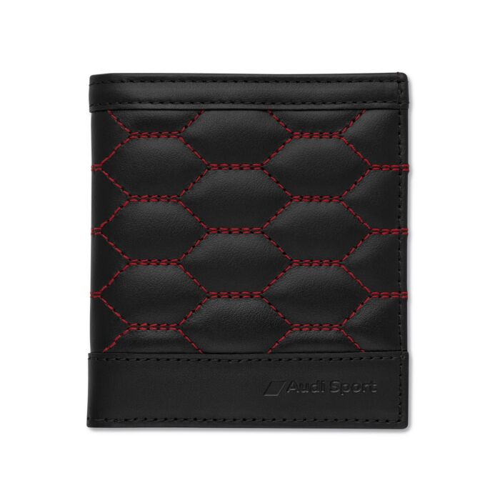 Audi Sport Herren Minibörse Leder 3152201300 Schwarz Rot Geldbörse Portemonnaie Wallet Leather Small
