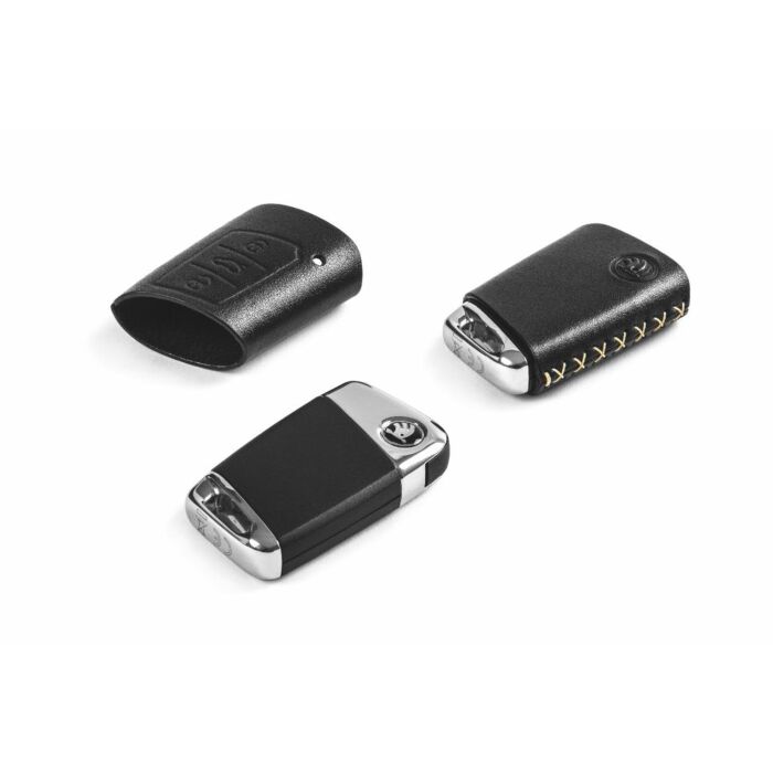 Skoda Kodiaq Superb Schlüsselcover Leder weiße Naht Schlüsselhülle 3V0087012A