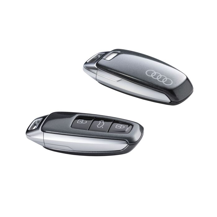 Original Audi Schlüsselblende Audi Ringen für Fahrzeugschlüssel Schlüssel Cover Daytonagrau 4N0071208A Z7S