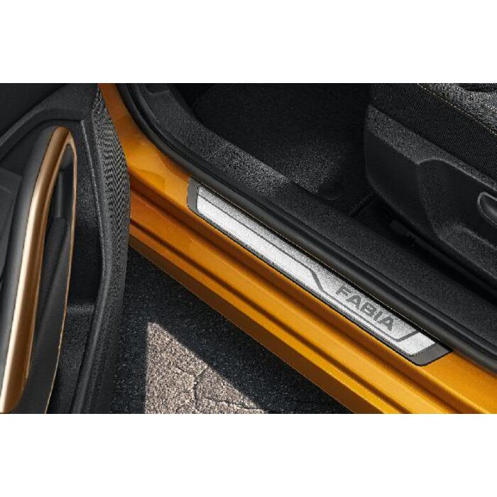 Skoda Fabia Einstiegsleisten Set Alu mit Schriftzug Leisten 6VA071303A