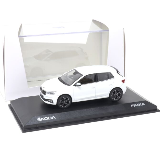 Skoda Fabia IV Modellauto 1:43 Mond Weiß Miniatur 1/43 A07 6VA099300 S9R Original Moon White