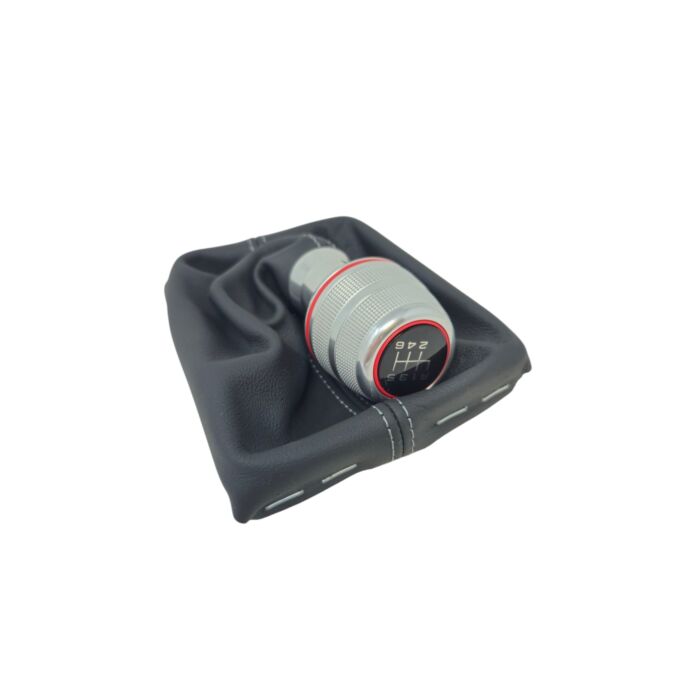 Audi Original A3  Alu Leder Schaltknauf mit felsgrauer Naht 6 Gang Schaltmanschette Knauf Manschette  8V0863278G JAJ