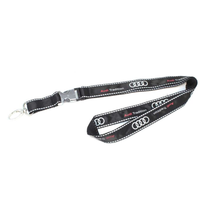 Original Audi Tradition Schlüsselband Lanyard Audi Ringe Logo Schriftzug Schwarz A8-8271