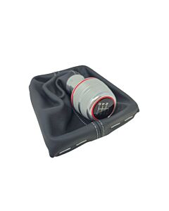 Audi Original A3  Alu Leder Schaltknauf mit felsgrauer Naht 6 Gang Schaltmanschette Knauf Manschette  8V0863278G JAJ