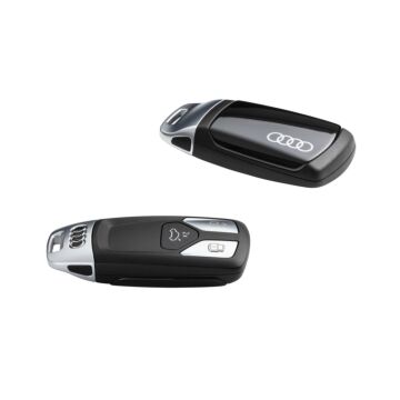 Original Audi Schlüsselblende Audi Ringen für Fahrzeugschlüssel Schlüssel Cover Mythosschwarz 8W0071208 Y9T